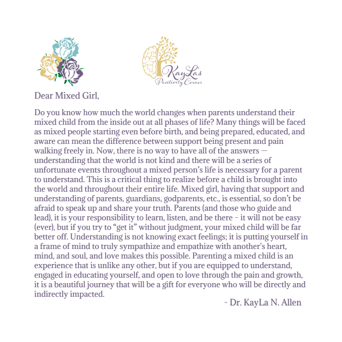 Dear Mixed Girl Image for Letter "Parents Who Understand"