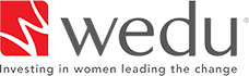 White Background with Red and White Wedu Global Logo and Charcoal Grey Lettering reading Wedu and their Tagline